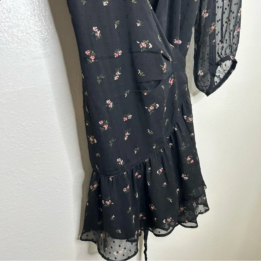 ALLSAINTS Jade Aster Floral Black Wrap Dress S